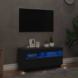 Comodă TV cu lumini LED, negru, 80x35x40 cm