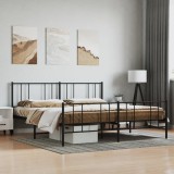 VidaXL Cadru pat fără saltea, tăblie de picioare negru 180x200cm metal