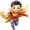 Sticker decorativ Baiat Supererou, Galben, 61 cm, 1309STK-12