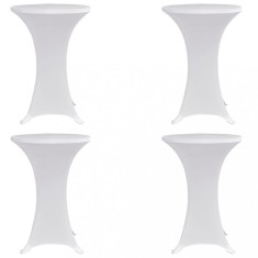 vidaXL Husă de masă cu picior, &Oslash;80 cm, alb, elastic, 4 buc.