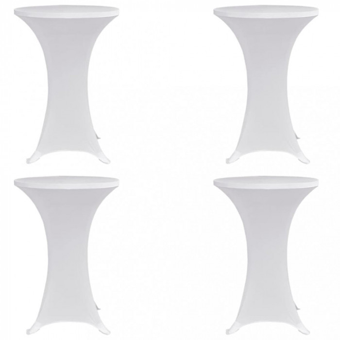 vidaXL Husă de masă cu picior &Oslash;60 cm, 4 buc., alb, elastic