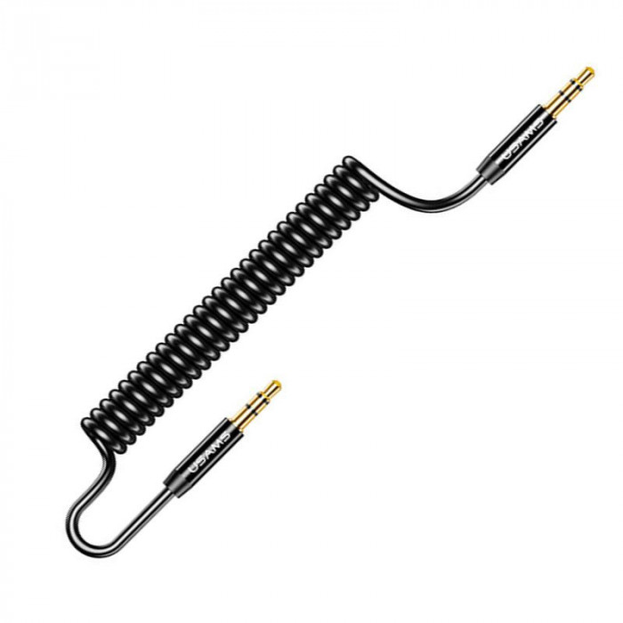 Cablu audio extensibil 0.3m-1.2m - Jack 3.5mm la Jack 3.5mm, Negru, USAMS (US-SJ256)