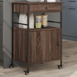 Cumpara ieftin Cărucior de bucătărie, stejar maro 56x43x89,5 cm lemn prelucrat