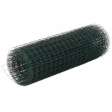 Plasa de sarma gaini, verde, 25 x 0,5 m, otel cu &icirc;nvelis PVC GartenMobel Dekor, vidaXL