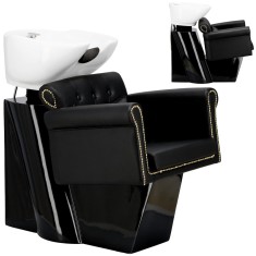Scafa coafor Kiva pentru salonul de coafură și frizerie cu bol ceramic mobil armătură baterie si cască
