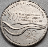 20 cents 2010 Australia, Centenary of the Taxation Office, km#1513, Australia si Oceania