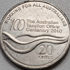 20 cents 2010 Australia, Centenary of the Taxation Office, km#1513