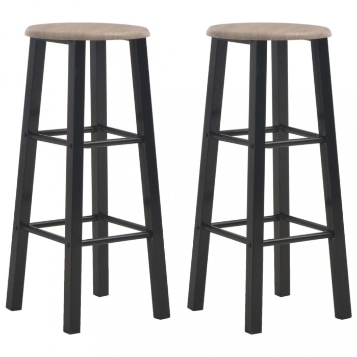 vidaXL Scaune de bar, 2 buc., negru, MDF