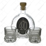 Set de doua pahare pentru tarie cu plosca 0.1 L inscriptionata 40