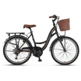 Bicicleta City Umit Alanya, roata 26 , 21 viteze, culoare negru maro, cadru din otel