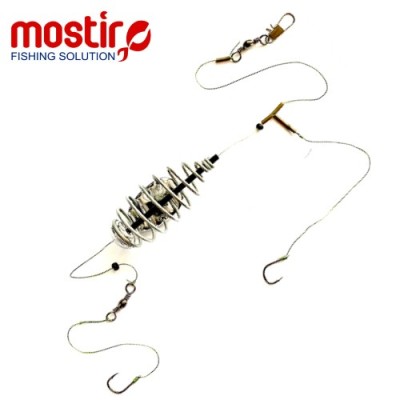 Montura Mostiro Arc cu Teu, Plumb Lateral, Fir Textil, 2 Carlige Nr.4 foto