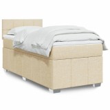 VidaXL Pat box spring cu saltea, crem, 100x200 cm, textil