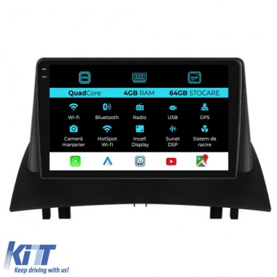 Navigatie Dedicata Renault Megane 2 (2002-2009),QuadCore, 9 Inch, 4Gb Ram, 64Gb stocare, Carplay Performance AutoTuning foto