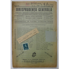 JURISPRUDENTA GENERALA , PUBLICATIUNE SAPTAMANALA DE JURISPRUDENTA REZUMATA ROMANA SI STRAINA , ANUL XIX , NR.14 , APRILIE , 1941