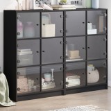 vidaXL Bibliotecă cu uși, negru, 136x37x109 cm, lemn compozit 3206511