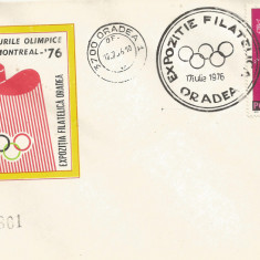 România, Exp. fil. Jocurile Olimpice Montreal '76, plic, Oradea, 1976