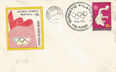 Rom&amp;acirc;nia, Exp. fil. Jocurile Olimpice Montreal &amp;#039;76, plic, Oradea, 1976 foto