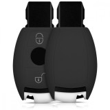 Husa Cheie Auto pentru Mercedes Benz - 2 Butoane - Keyless Go, Silicon, Negru, 41625.01, Kwmobile