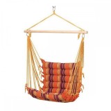 Scaun Suspendat Mirpol Basil STYLE, 100x60cm, Bumbac, Lemn, Max 120kg, Rosu/Galben/Portocaliu