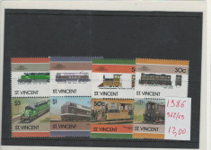 St Vincent - 1986 MNH, nestampilat - trenuri, locomotive, transport foto