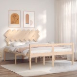 vidaXL Cadru de pat senior cu tăblie, 140x200 cm, lemn masiv