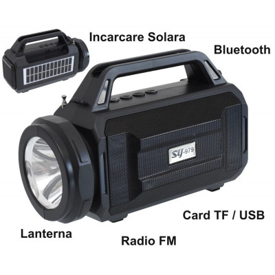 Radio FM cu Lanterna si Panou Solar SY-979 foto