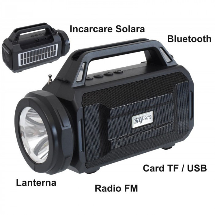 Radio FM cu Lanterna si Panou Solar SY-979