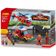 Jucarie constructii tip lego Elicopter pompieri si masina pompieri 326 pcs foto