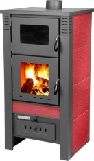 Soba teracota TAURUS Ceramic rosie 12 kW cu cuptor, evacuare 120 mm