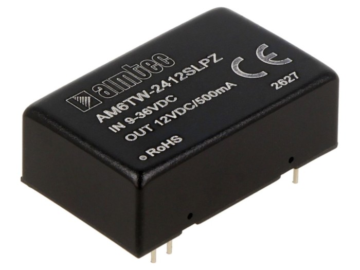 Convertor DC/DC 6W 9&divide;36VDC 12VDC
