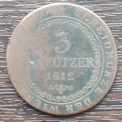 (M2133) MONEDA AUSTRIA - 3 KREUZER 1812, LIT. G (MONETARIA BAIA MARE), MAI RARA foto