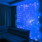Ghirlanda luminoasa tip perdea 300 LED-uri, 3x3m, pentru interior, alimentare USB, albastru Household NewTrend