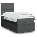 Gossi pat box spring cu saltea, gri inchis, 100x200 cm, textil