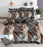 Cumpara ieftin Lenjerie Pat Bumbac cu Elastic 6 Piese Mowgly Imprimeu 180x200 cm, Fete Perna 70x70, 55x75 cm