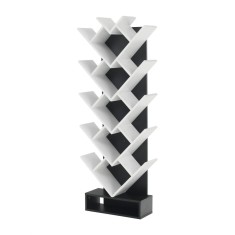 Biblioteca din pal alb negru Vevey 59x22x150 cm