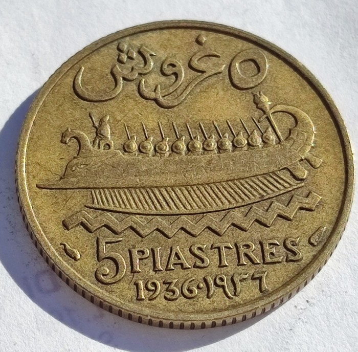 251. Moneda Liban 5 piastres 1936