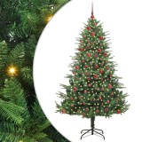 vidaXL Brad de Crăciun artificial pre-luminat cu set de bile Verde 3395348