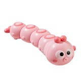 Jucarie mecanica pentru copii flippy, omida haioasa, material abs, cu cheita, distractiva, se taraste, se misca, 15 x 4 cm, roz