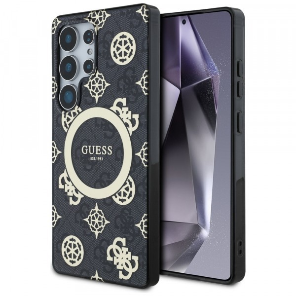 Husa MagSafe pentru Samsung Galaxy S25 Ultra S938, Guess, IML Peony On 4G Background , Neagra
