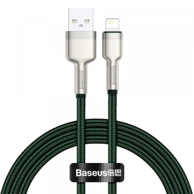 Cablu Date si Incarcare USB-A - Lightning Baseus Cafule Metal Series, 18W, 1m, Verde CALJK-A06 foto