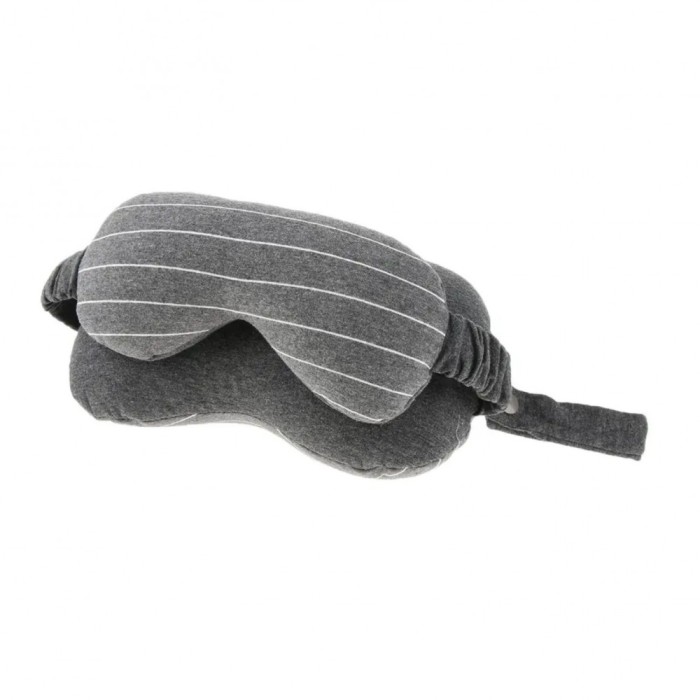 Masca de dormit, flippy, 2 in 1, cu tetiera, din particule de spuma si bumbac, gri inchis
