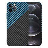 Husa slim carbon pentru iphone 12 pro - protectie premium fibershell, blue pulse