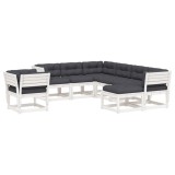 Set mobilier gradina cu perne, 8 piese, alb, lemn masiv de pin