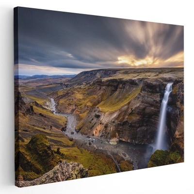 Tablou peisaj cascada Haifoff Islanda Tablou canvas pe panza CU RAMA 60x80 cm foto