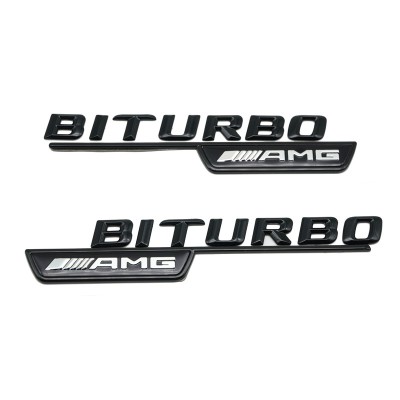 Set 2 embleme Biturbo AMG aripa Mercedes, Negru foto