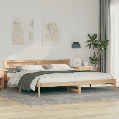 vidaXL Cadru de pat cu headboard Maro 180 x 200 cm Lemn masiv de pin 872809 foto