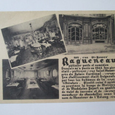 Carte postala publicitara Paris-Restaurant Ragueneau,necirculata anii 20