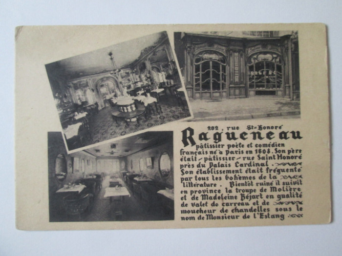 Carte postala publicitara Paris-Restaurant Ragueneau,necirculata anii 20