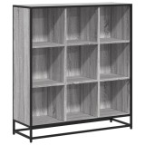 Cumpara ieftin Biblioteca, gri sonoma, 97,5x33x107,5 cm, lemn prelucrat/metal