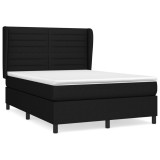 Cumpara ieftin Pat box spring cu saltea, negru, 140x190 cm, textil